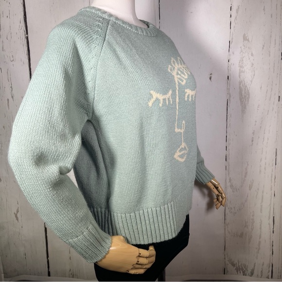 Desert Dreamer Cameo Face Outline Sage Knit Pullover Cropped Sweater SMALL EUC - Picture 4 of 16